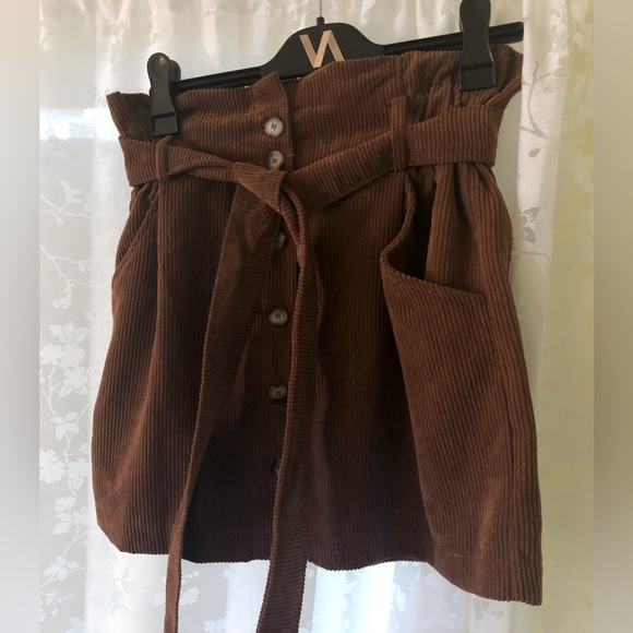 fashion on earth Dresses & Skirts - Fashion on Earth paper bag waist brown corduroy skirt